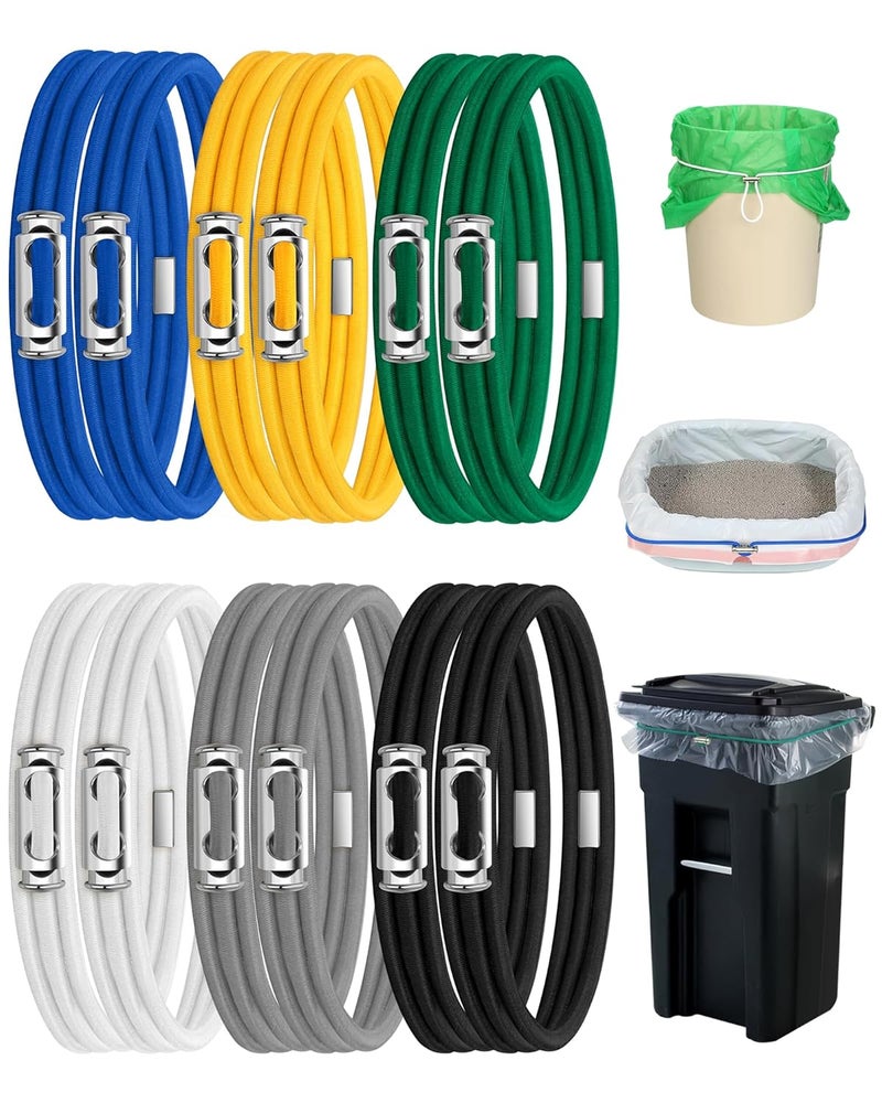Rosaver Garbage Can Bands Cord Lord Design Adjustable Large Trash Can Rubber Bands Fits 8-33 Gallon Trash Cans Multifunction Bands Litter Box Bands for Kitchen Tables Picnic Party 12 Pack - Image 1
